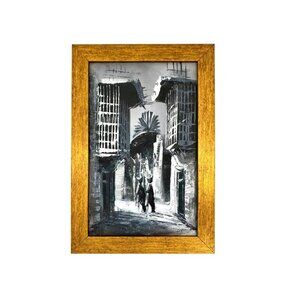 Painting an Old City in the Middle East Original Oil on Canvas Vintage Decor